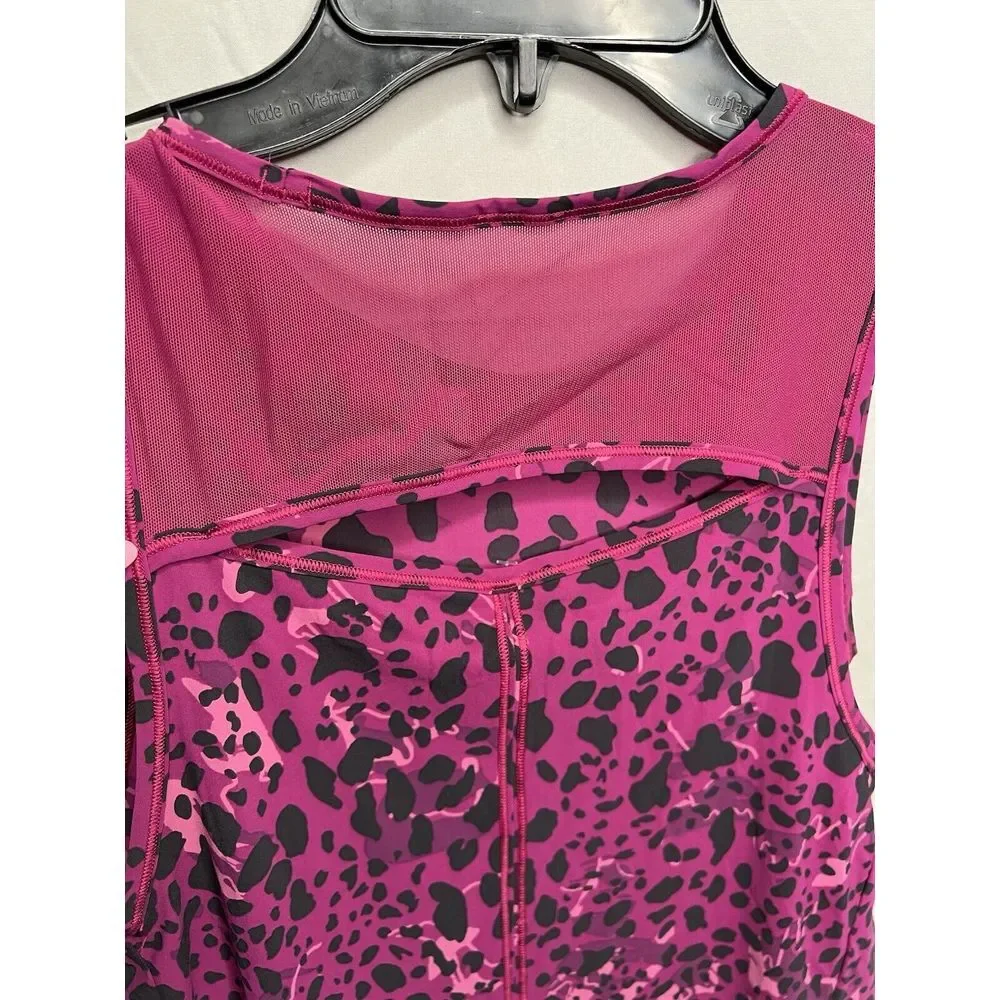 Lululemon Sculpt‎ Tank Women's 4 Black/ Fuchsia Leopard Tank Shirt